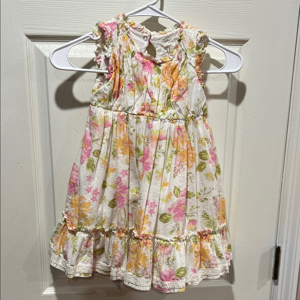 Floral Sleeveless Kids Dress Girls Happily Grey kids 5T EUC
